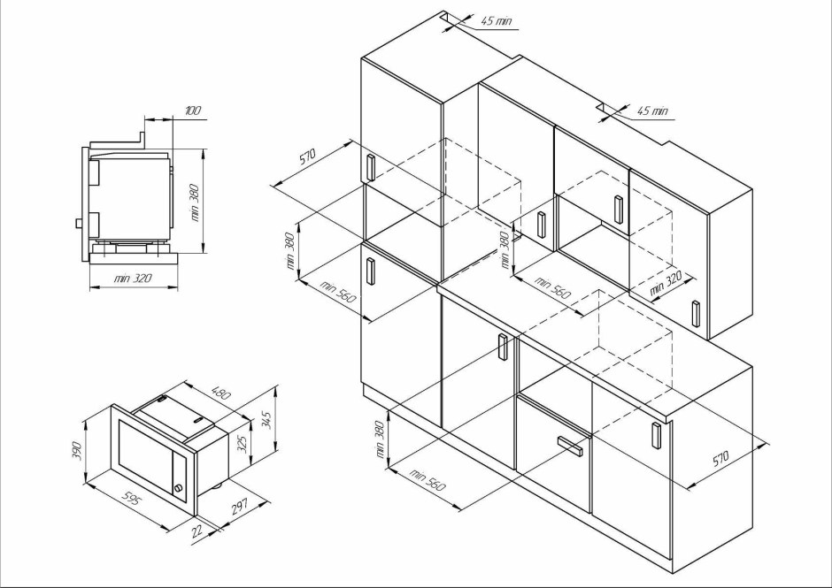 Встраиваемая микроволновая печь Kuppersberg HMW 650 BX схема встраивания