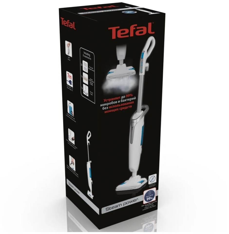 Паровая швабра Tefal vp6557rh, белый, серебристый