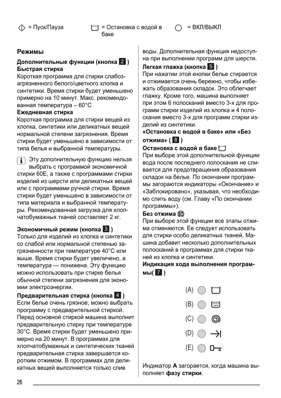 Стиральная машина Занусси FCS 825 C режимы