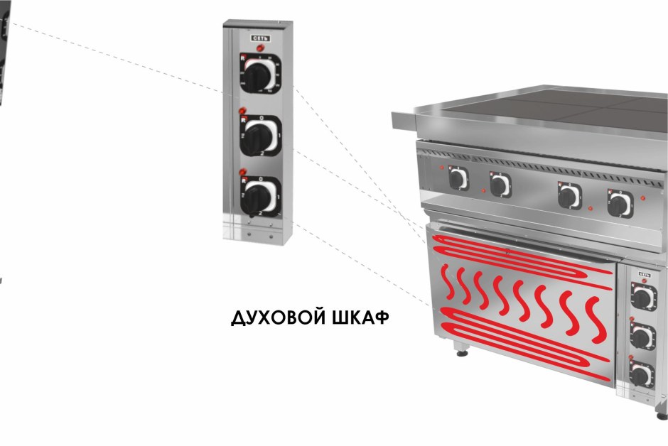 Электро плита над духовым шкафом