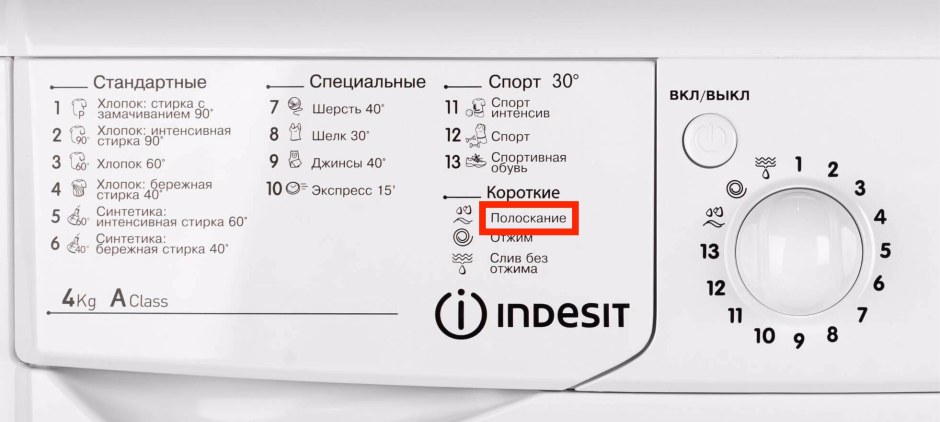 Машинка стиральная Индезит полоскание
