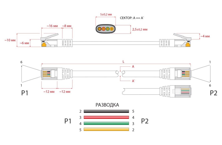 Cabeus PC-Tel-rj12-5m