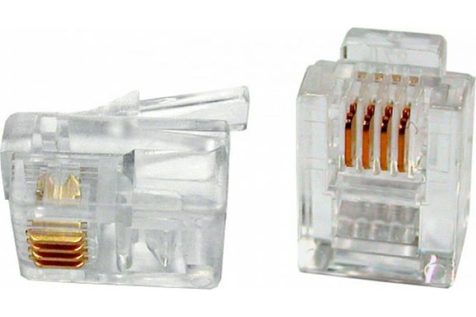 Коннектор Hyperline Plug-6p4c-p-c2 rj12 6p4c