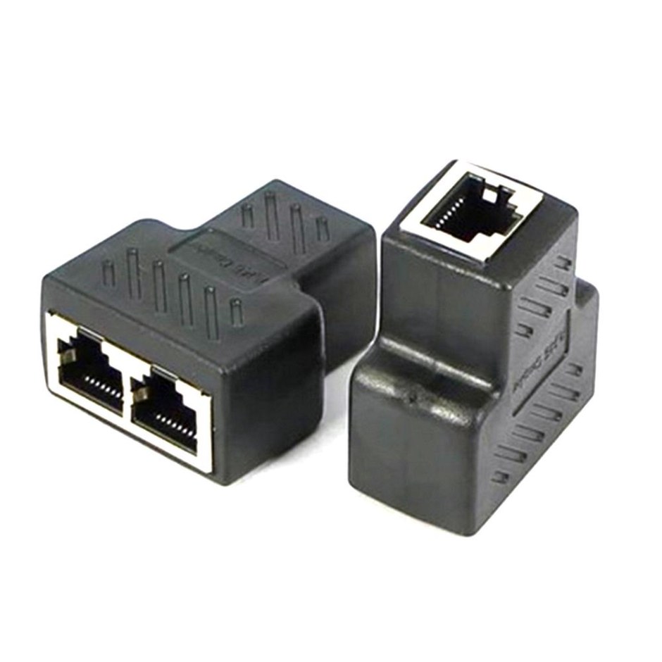 Адаптер - разветвитель rj45 2 гнезда 8p8c + гнездо 8p8c