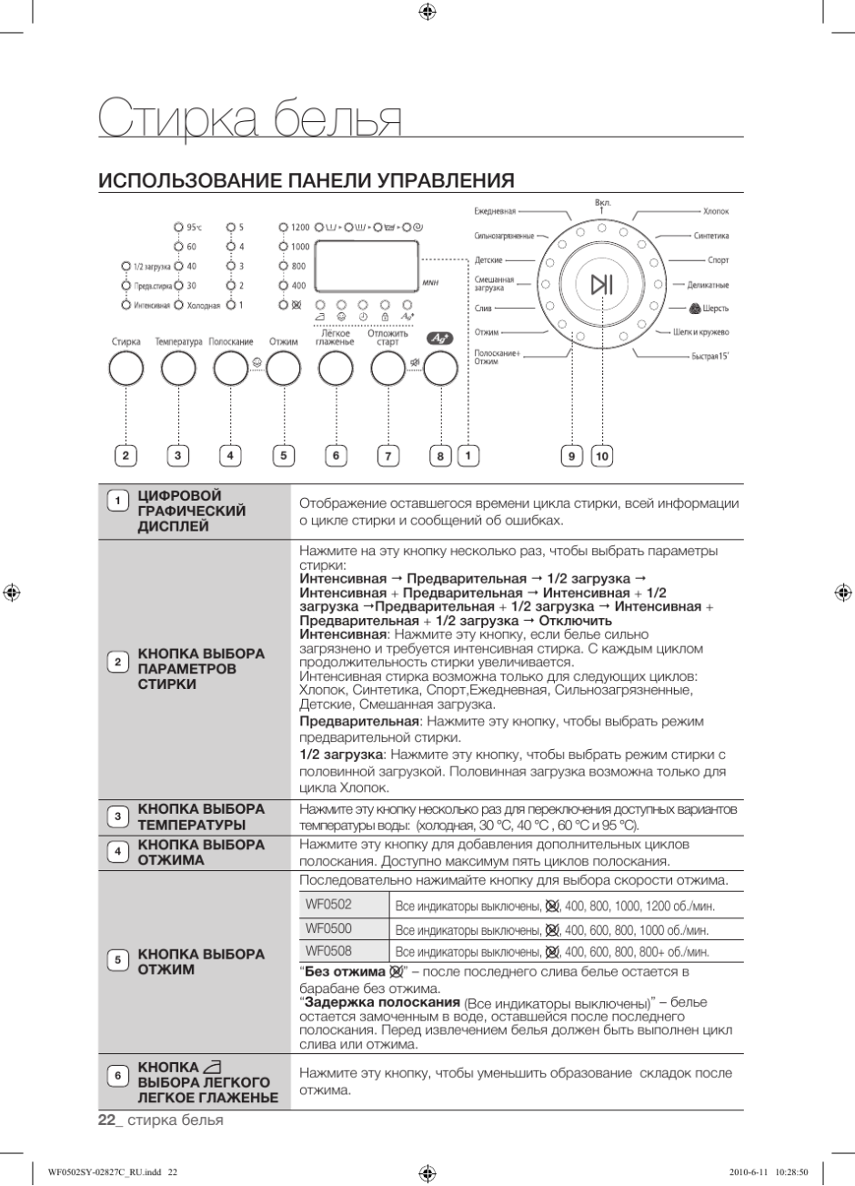 Панель управления стиральной машины самсунг wf0508