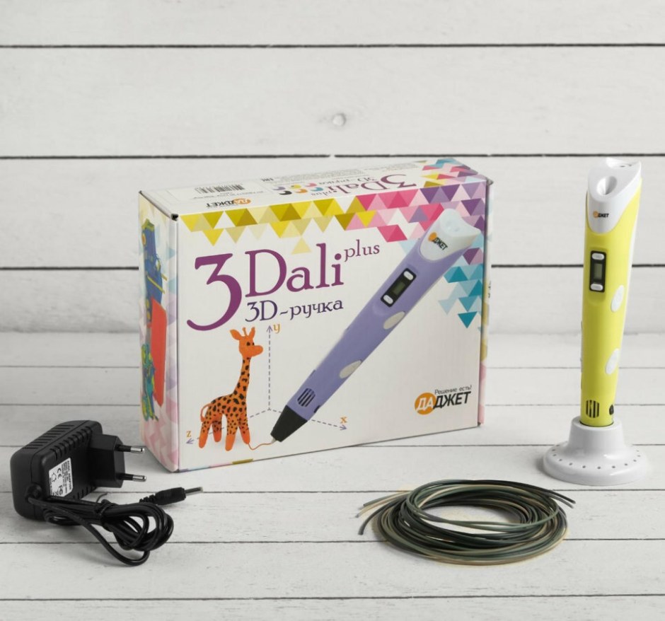 3d ручка 3dali Plus, ABS И PLA, Kit fb0021y, желтая (+ трафарет и пластик) 2300731